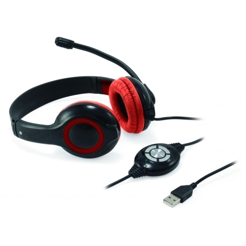 Casti cu microfon Conceptronic CCHATSTARU2R, USB-A 2.0, Black-Red