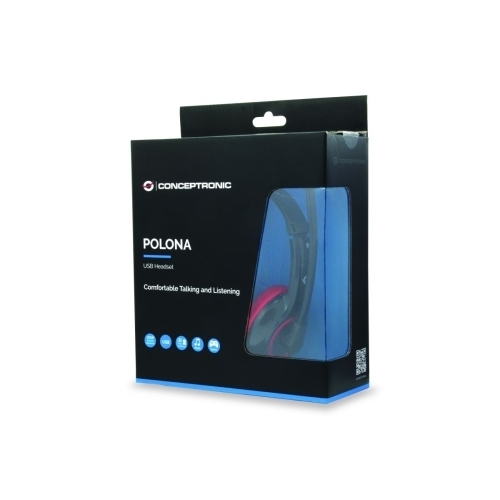 Casti cu microfon Conceptronic CCHATSTARU2R, USB-A 2.0, Black-Red