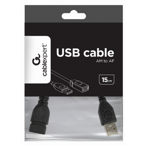 Cablu Gembird CCP-USB2-AMAF-0.15M, USB 2.0 female - USB 2.0 male, 15m, Black