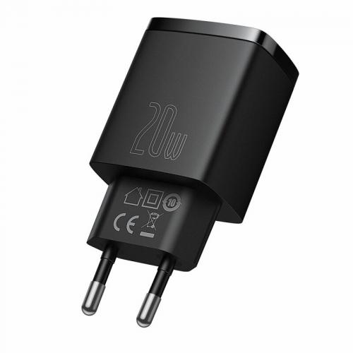 Incarcator retea Baseus Compact CCXJ-B01, 1x USB-C + 1x USB, 3A, Black