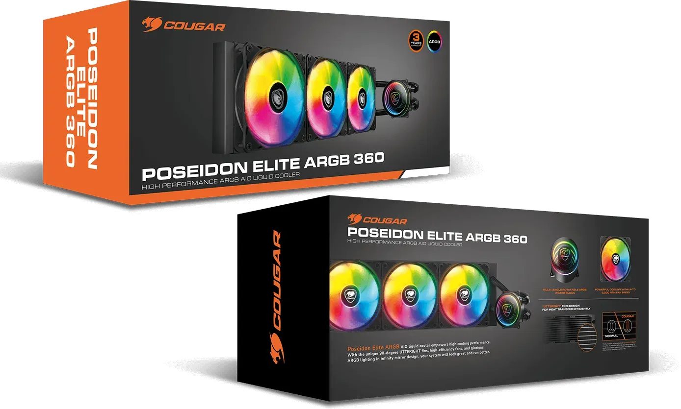 Cooler procesor Cougar Poseidon Elite ARGB 360, ARGB LED, 360mm, Black