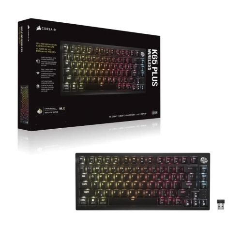 Tastatura Corsair K65 Plus, RGB LED, USB/USB Wireless/Bluetooth, Black
