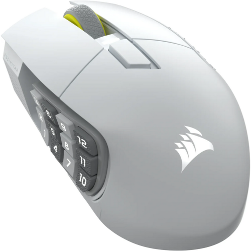 Mouse Optic Corsair Scimitar elite, RGB LED, USB/USB Wireless/Bluetooth, White