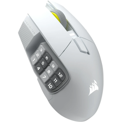 Mouse Optic Corsair Scimitar elite, RGB LED, USB/USB Wireless/Bluetooth, White