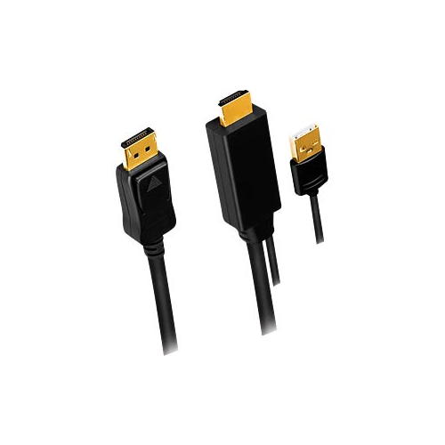 Cablu Logilink CH0091, DisplayPort male - HDMI + USB-A male, 2 m, Black