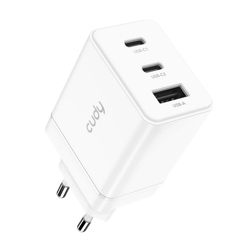 Incarcator retea Cudy CH67, 2 x USB-C,1 x USB-C, 21 V, 3.35 A, 67 W, White