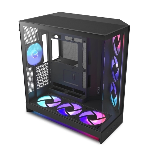 H9 Flow RGB+ (2025), Dual-Chamber, Mid-Tower, Control Hub, Negru
