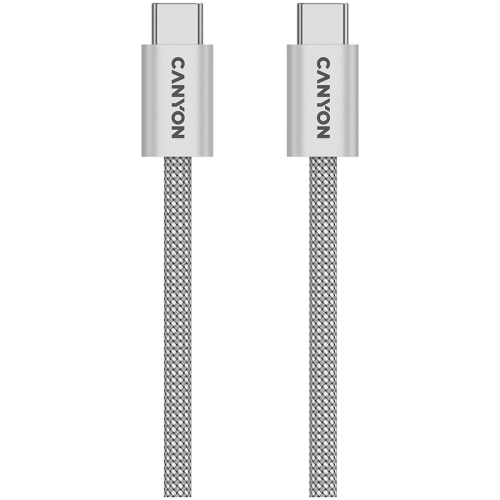 Cablu de date Canyon OnWire 60MG, USB-C - USB-C, 1 m, Light Grey