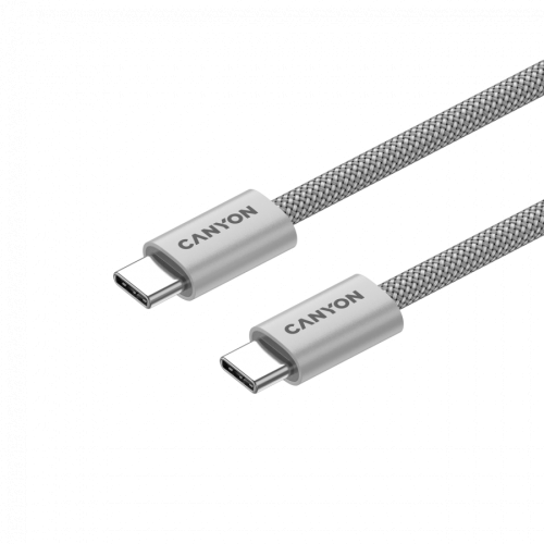 Cablu de date Canyon OnWire 60MG, USB-C - USB-C, 1 m, Light Grey