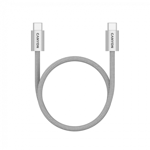 Cablu de date Canyon OnWire 60MG, USB-C - USB-C, 1 m, Light Grey