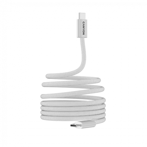Cablu de date Canyon OnWire 60MG, USB-C - USB-C, 1 m, White