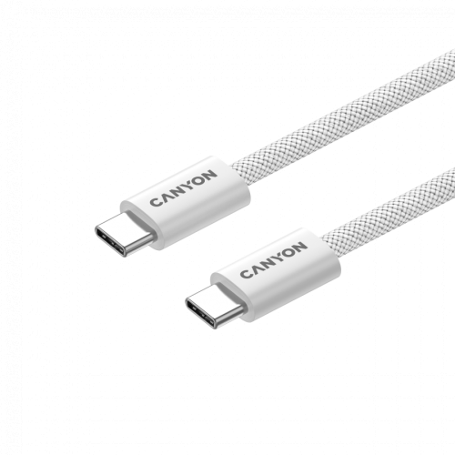 Cablu de date Canyon OnWire 60MG, USB-C - USB-C, 1 m, White