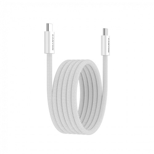 Cablu de date Canyon OnWire 60MG, USB-C - USB-C, 1 m, White