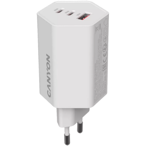 Incarcator retea Canyon Hexagon 65, 1 x USB-A, 2 x USB-C, 20 V, 3.25 A, 65 W, White