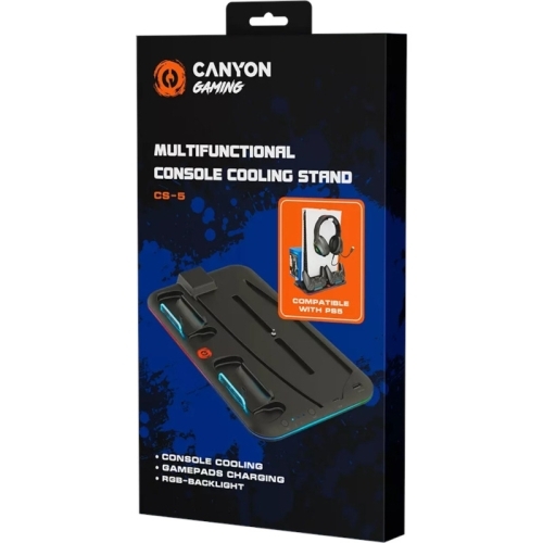 CANYON CS-5, PS5 Charger stand, with RGB light, 315*185*28mm, with 23CM+0.5cm cable, 475Â±10g, Black