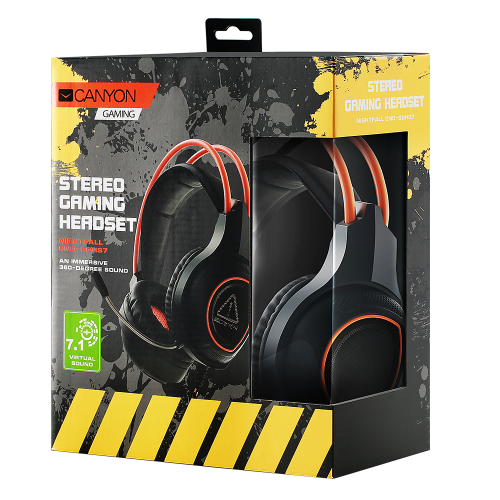 Casti cu microfon Canyon Nightfall, USB-A, Black-Orange