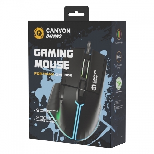 Mouse Optic Canyon Fortnax GM-636, RGB LED, USB, Black