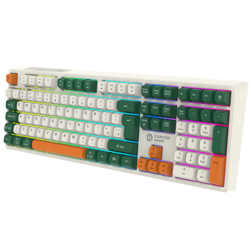 Tastatura Canyon GKW-11, RGB LED, USB/USB Wireless/Bluetooth, White