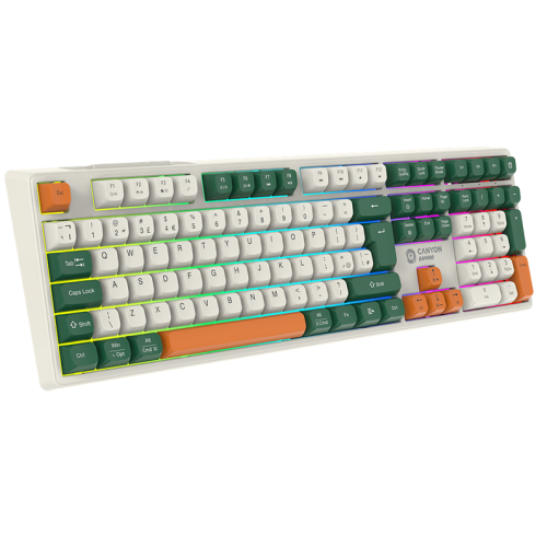 Tastatura Canyon GKW-11, RGB LED, USB/USB Wireless/Bluetooth, White