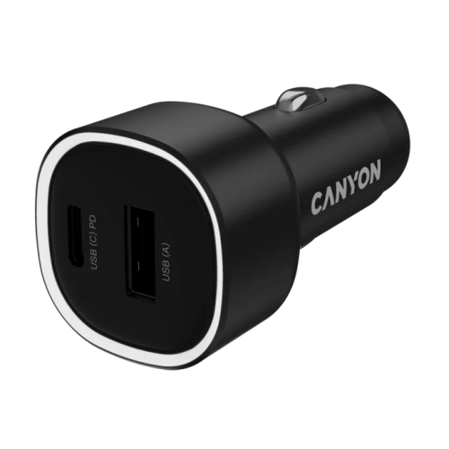 Incarcator auto Canyon OnDrive 48, 1 x USB-A, 1 x USB-C, 48 W, Black