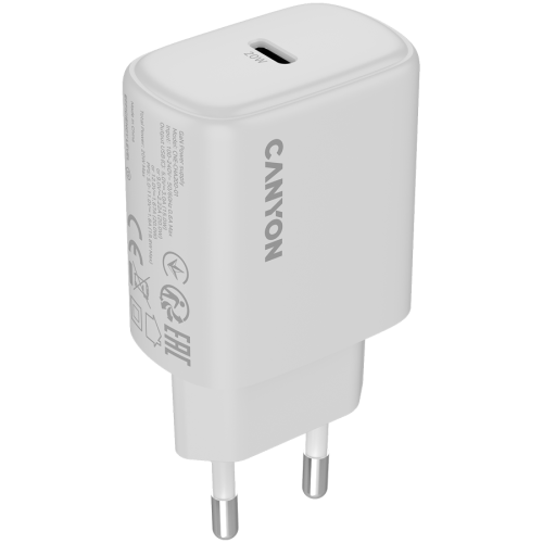 Incarcator retea Canyon OnCharge 200, 1 x USB-C, 12 V, 3 A, 20 W, White