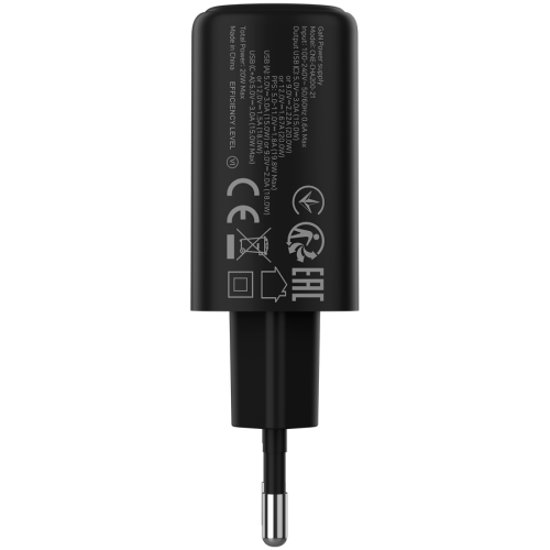 Incarcator retea Canyon OnCharge 200, 1 x USB-A, 1 x USB-C, 12 V, 3 A, 20 W, Black