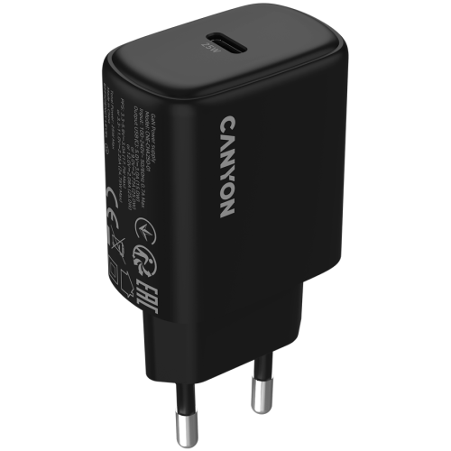 Incarcator retea Canyon OnCharge 250, 1 x USB-C, 12 V, 3 A, 25 W, Black