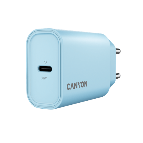 Incarcator retea Canyon CNE-CHA30CLPK, 1 x USB-C, 30 W, Blue