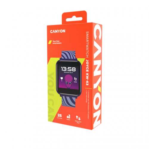 SmartWatch Canyon Joyce KW-43, 1.54inch, Curea Silicon, Blue