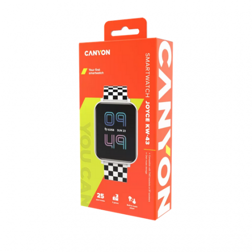 SmartWatch Canyon Joyce KW-43, 1.54inch, Curea Silicon, White-Black