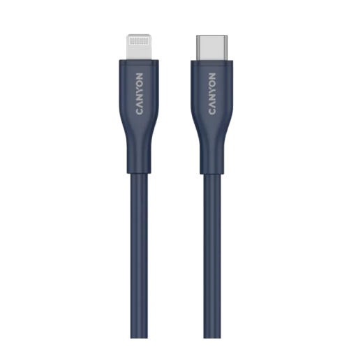 Cablu de date Canyon CLNM60, USB-C - Lightning, 1 m, Dark Blue