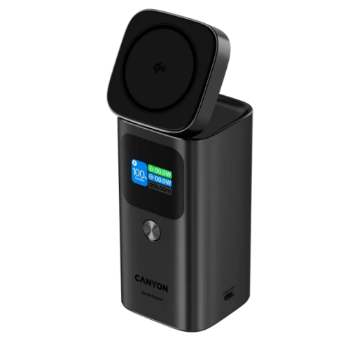 Baterie portabila Canyon OnPower 150, 15.000 mAh, 1 x USB-A, 1 x USB-C, Dark Grey
