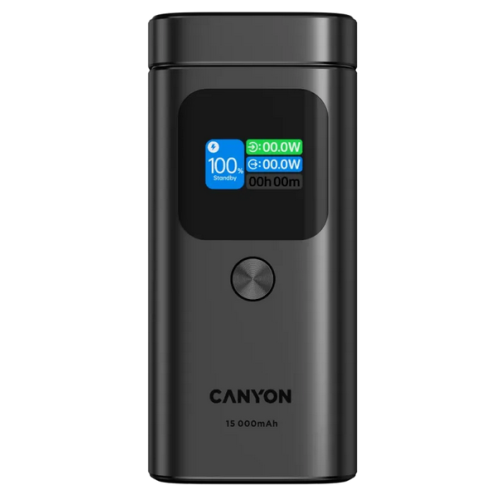 Baterie portabila Canyon OnPower 150, 15.000 mAh, 1 x USB-A, 1 x USB-C, Dark Grey