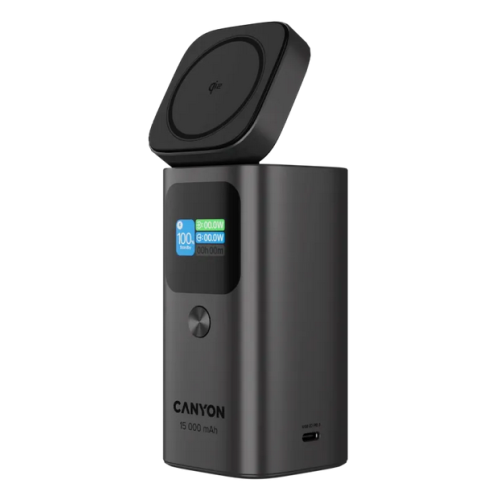 Baterie portabila Canyon OnPower 150, 15.000 mAh, 1 x USB-A, 1 x USB-C, Dark Grey