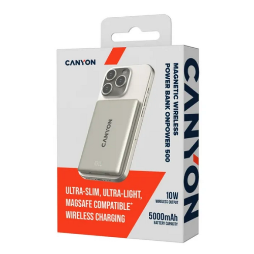 Baterie portabila Canyon OnPower 500, 5000 mAh, 1 x USB-C, Star Grey