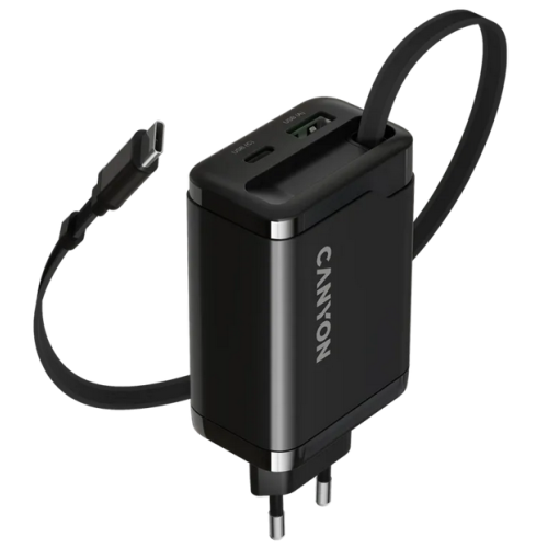 Incarcator retea Canyon OnCharge 65RС, 1 x USB-A, 2 x USB-C, 65 W, Black