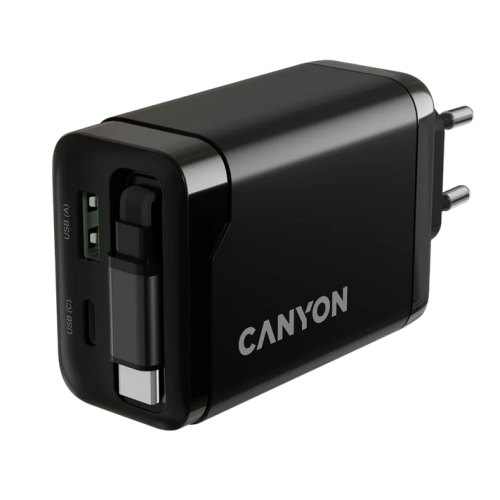 Incarcator retea Canyon OnCharge 65RС, 1 x USB-A, 2 x USB-C, 65 W, Black
