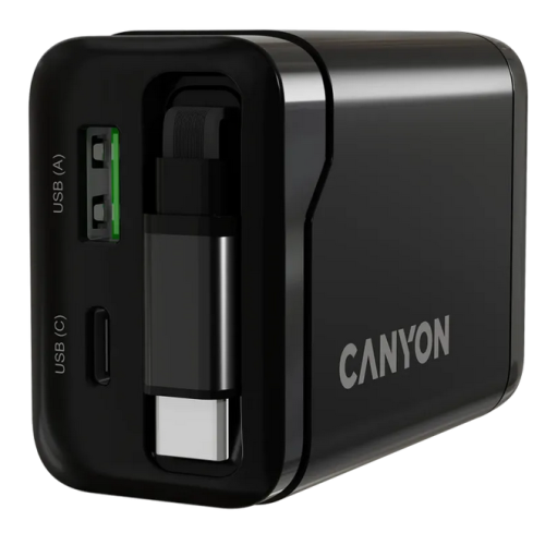 Incarcator retea Canyon OnCharge 65RС, 1 x USB-A, 2 x USB-C, 65 W, Black