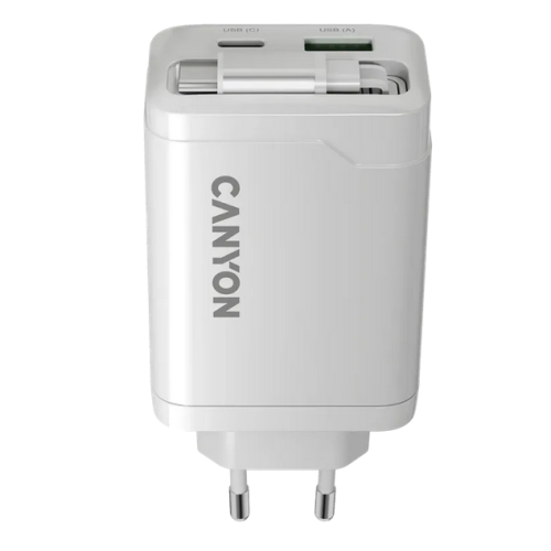 Incarcator retea Canyon OnCharge 65RС, 1 x USB-A, 2 x USB-C, 65 W, White