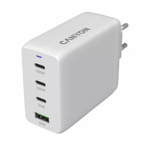 Incarcator retea Canyon OnCharge 100ACC, 1 x USB-A, 3 x USB-C, 20 V, 5 A, 100 W, White