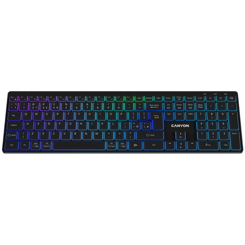 Tastatura Canyon HKB-W11, RGB LED, USB Wireless/Bluetooth, Black