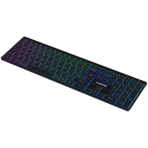 Tastatura Canyon HKB-W11, RGB LED, USB Wireless/Bluetooth, Black