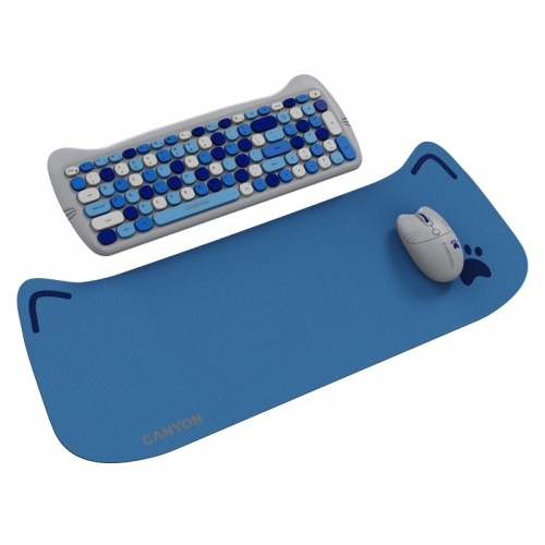 Kit Wireless Canyon HSET-W6 Kitty Edition - Tastatura, USB Wireless, Blue + Mouse Optic, USB Wireless, Blue + Mouse Pad, Blue