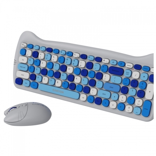 Kit Wireless Canyon HSET-W6 Kitty Edition - Tastatura, USB Wireless, Blue + Mouse Optic, USB Wireless, Blue + Mouse Pad, Blue