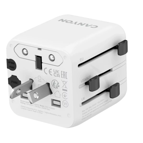 Incarcator retea Canyon Universal Travel Adapter OnTour One, 2500 W, White