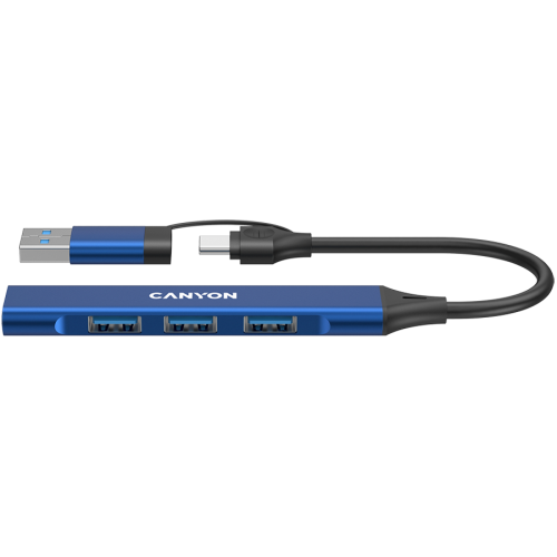 Hub USB Canyon DS-02, 1 x USB-A 3.0, 3 x USB-A 2.0, Blue
