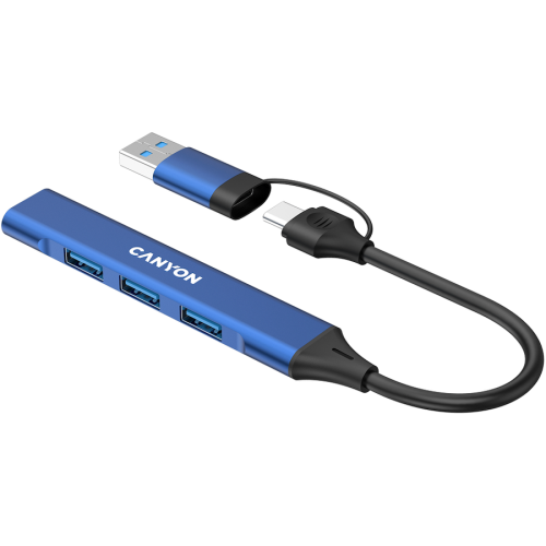 Hub USB Canyon DS-02, 1 x USB-A 3.0, 3 x USB-A 2.0, Blue