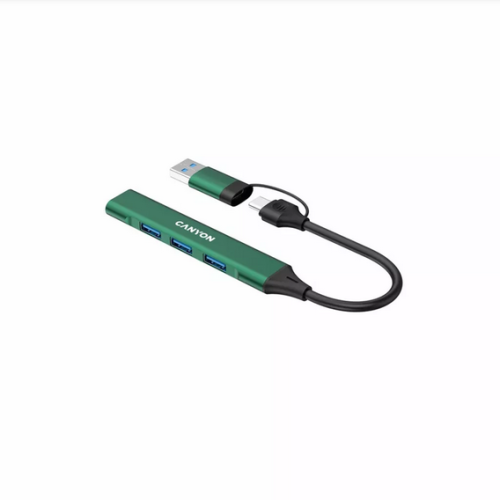 Hub USB Canyon DS-02, 1 x USB-A 3.0, 3 x USB-A 2.0, Green