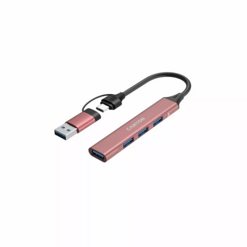 Hub USB Canyon DS-02, 1 x USB-A 3.0, 3 x USB-A 2.0, Pink