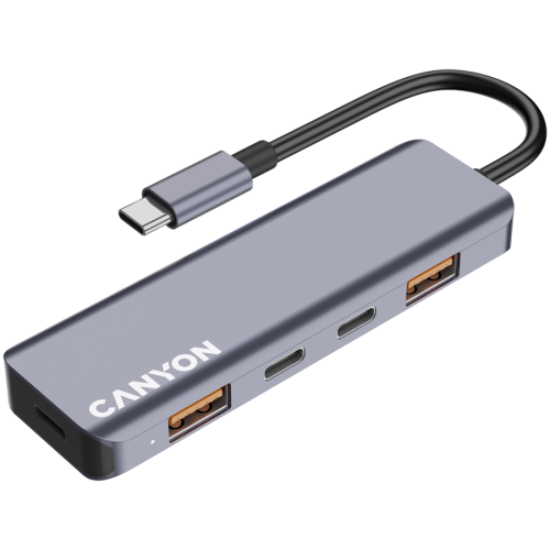Hub USB Canyon DS-18, 3 x USB-C, 2 x USB-A, Grey